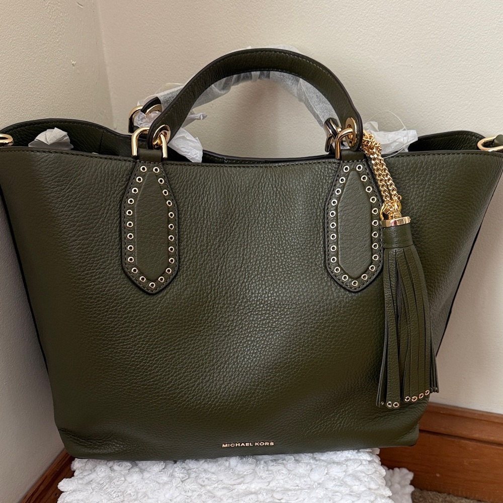 Michael Kors  Leather Olive Brooklyn Large  Grab Bag